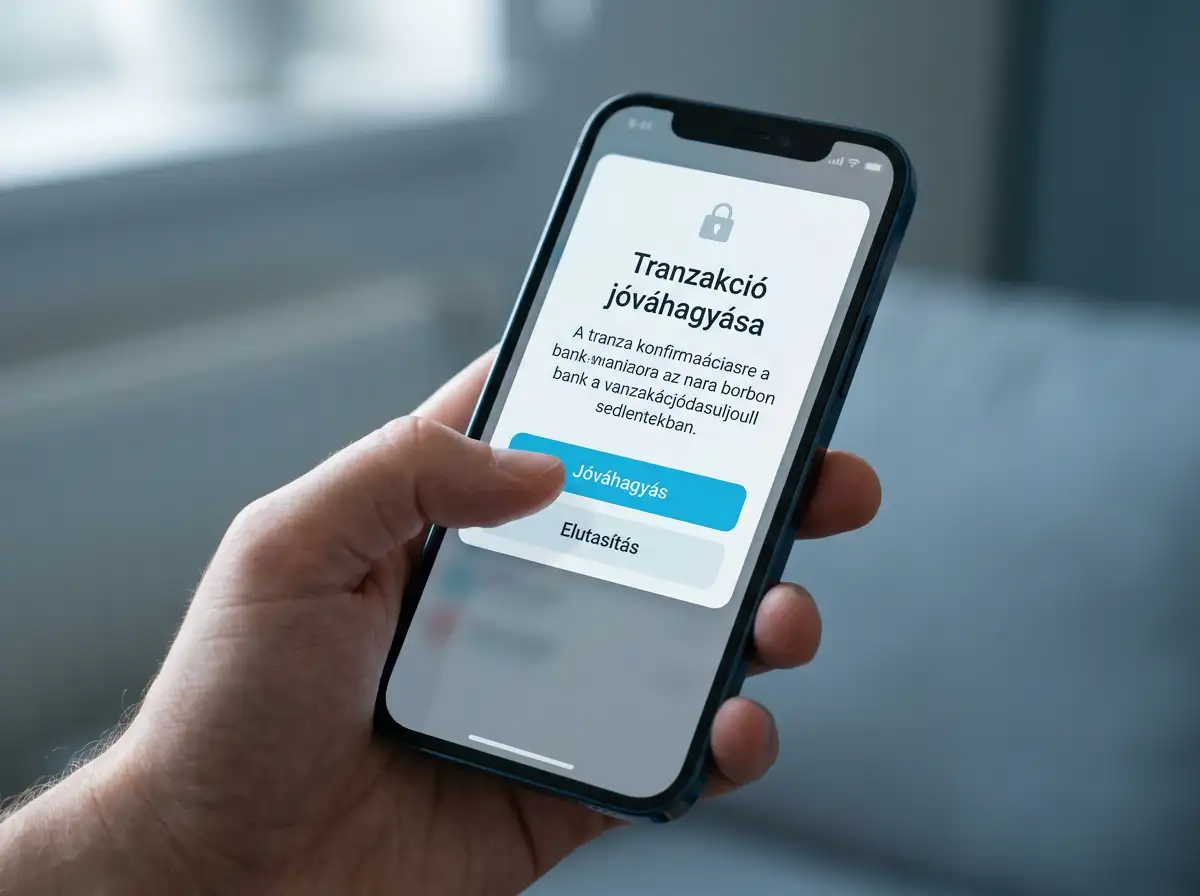Mobilbank-app push üzenete a 3D Secure 2 hitelesítéshez sportfogadási befizetés közben