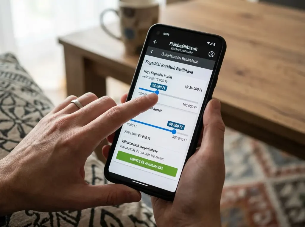 Mobiltelefon képernyő önkorlátozási limit beállítási felülettel napi és heti csúszkák és kéz igazítja