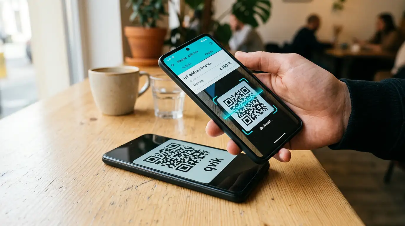Magyar qvik QR-kód olvasása mobilbank-alkalmazással azonnali fizetéshez