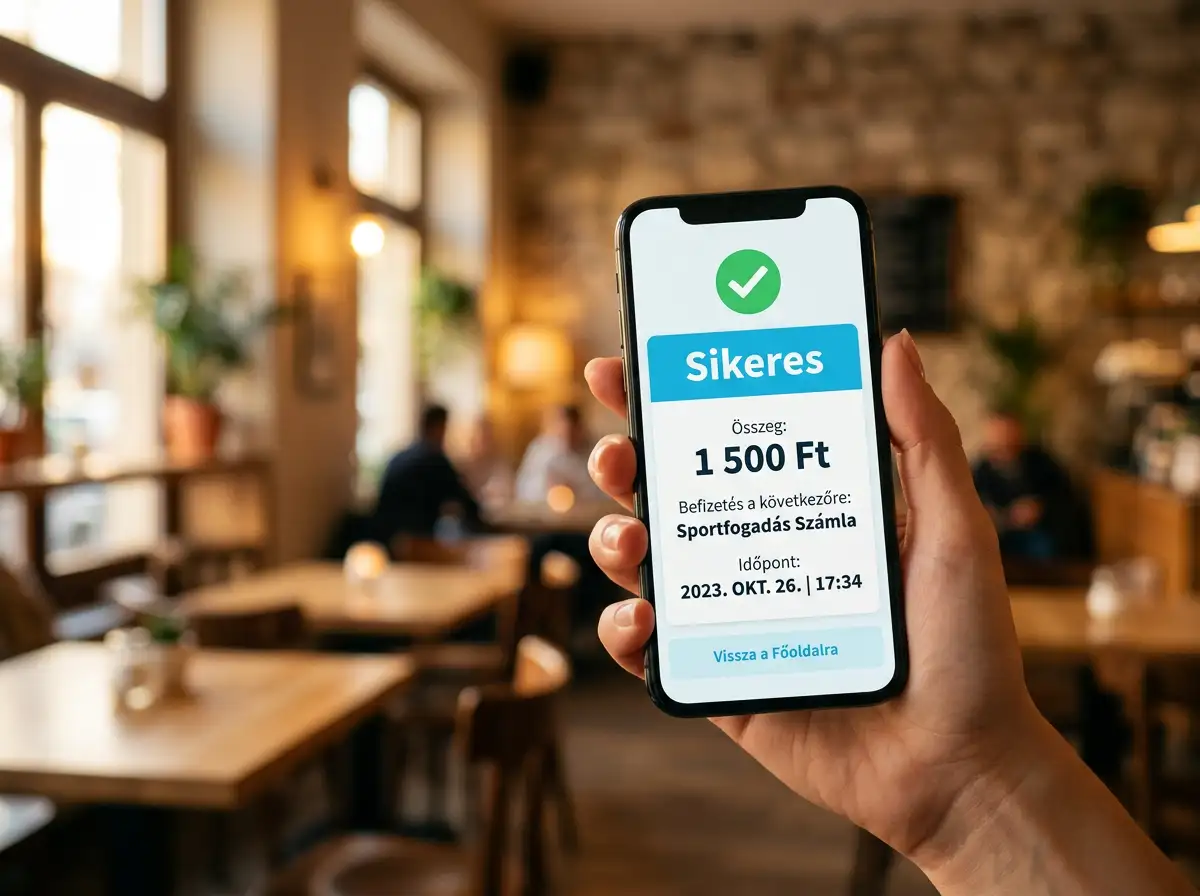 Magyar online fizetési kapu sportfogadási befizetésnél, mobiltelefon képernyőjén